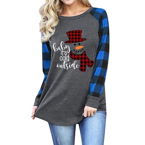 Christmas Shirt for Women Baby It's Cold Outside Long Sleeve Blouse