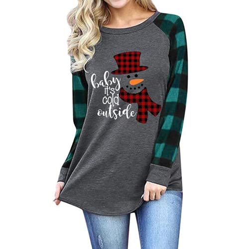 Christmas Shirt for Women Baby It's Cold Outside Long Sleeve Blouse