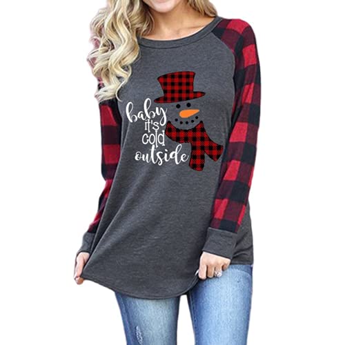 Christmas Shirt for Women Baby It's Cold Outside Long Sleeve Blouse