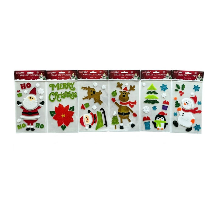 Christmas Window Gel Clings & Glass Stickers Assortment (6" x 12" Sheets) | Wholesale