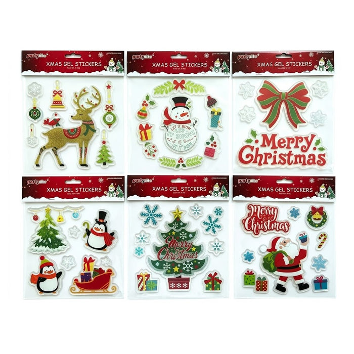 Christmas Window Gel Clings & Glass Stickers Assortment (8" x 8") | Wholesale