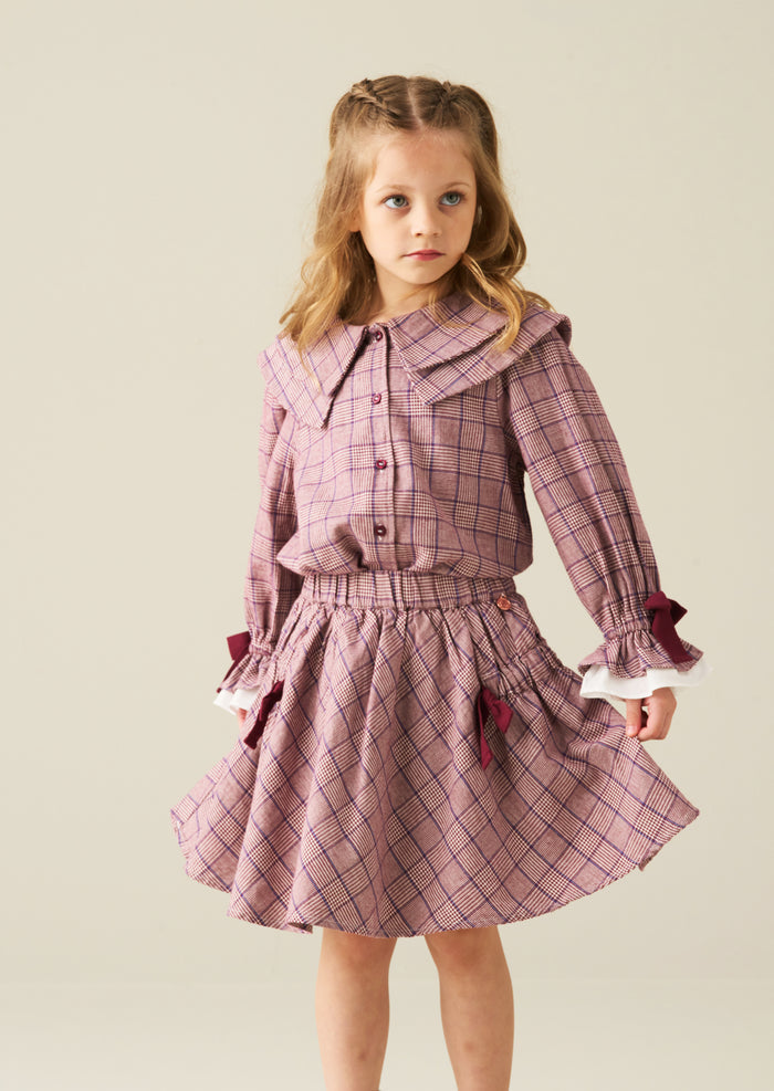 Clara Double Collar Check Blouse