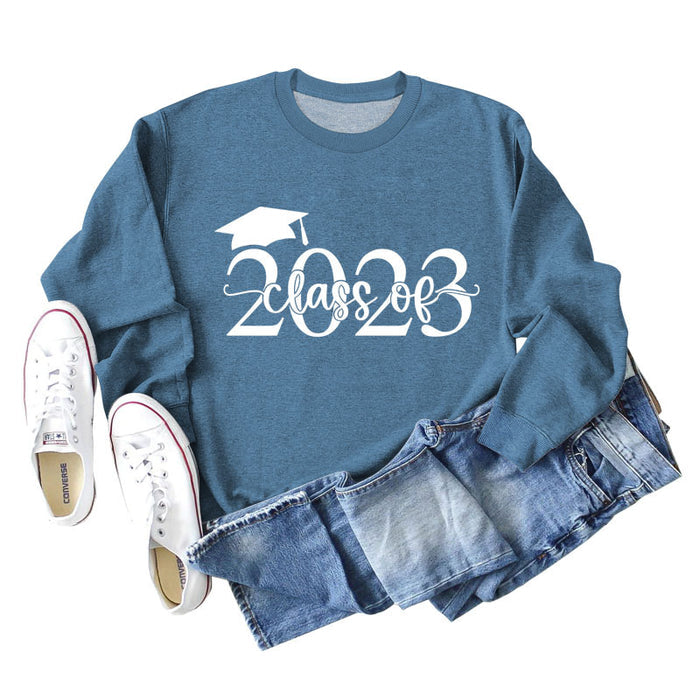 Blue sweater (white font) / S