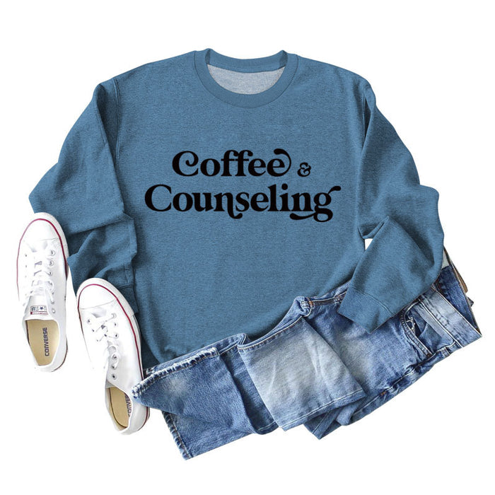 Blue sweater (black font) / S