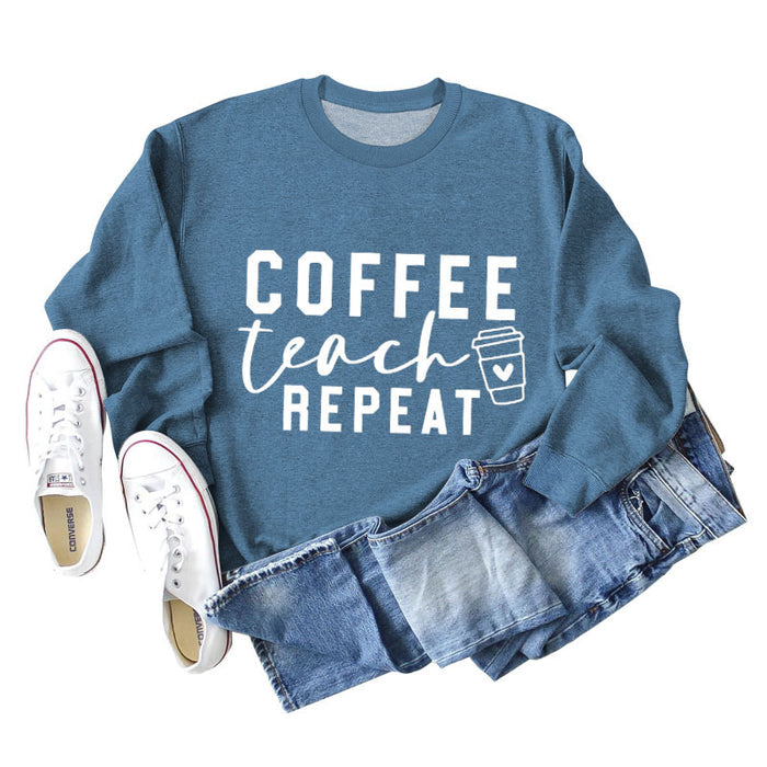 Blue sweater (white font) / S