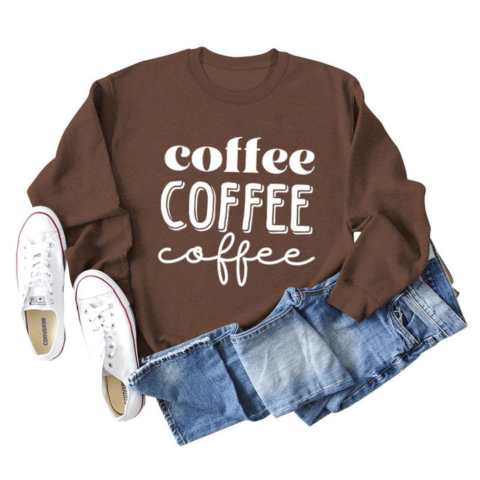 Coffee colored sweater (white font) / S