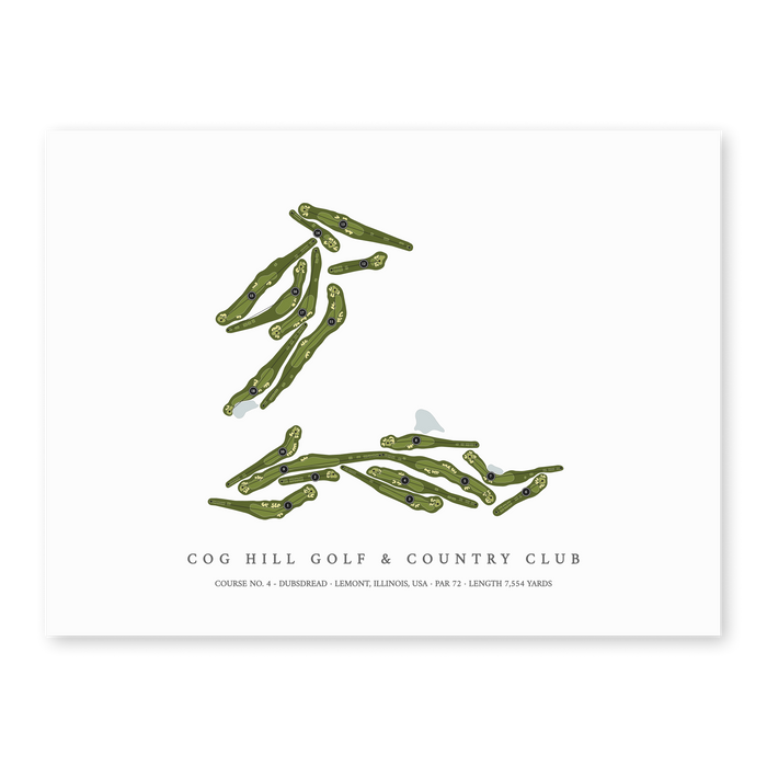 Cog Hill Golf & Country Club - Course No 4 - Dubsdread | Golf Course Map | Unframed