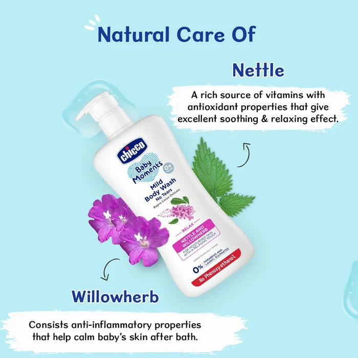 Combo Baby Moments Mild Body Wash Relax 500 ml & Body Lotion 500 ml & Shampoo 200 ml & Baby Cream 100 ml