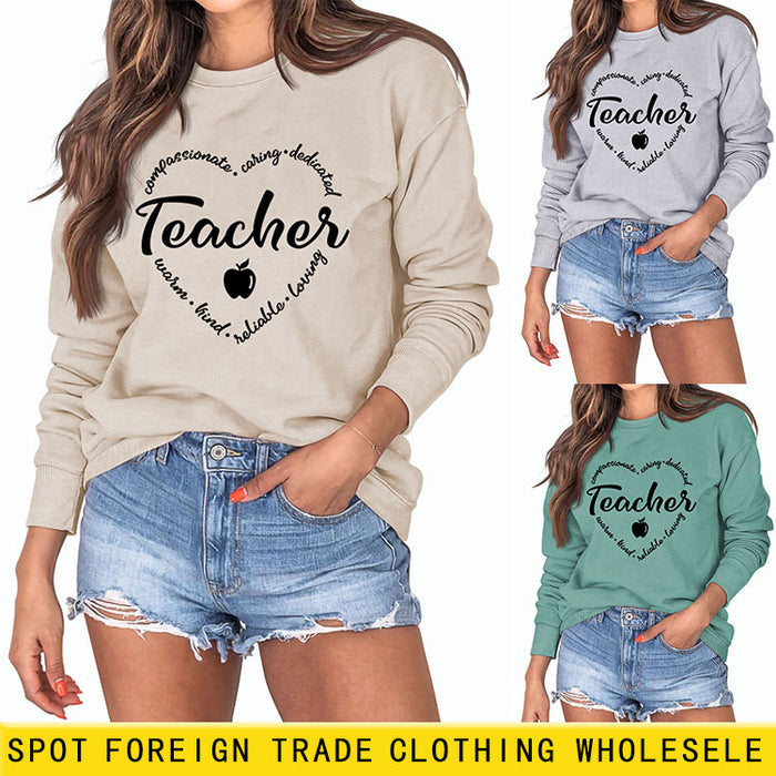 Compassionate Caring Fashion Round Neck Loose Long Sleeve Round Neck Sweater
