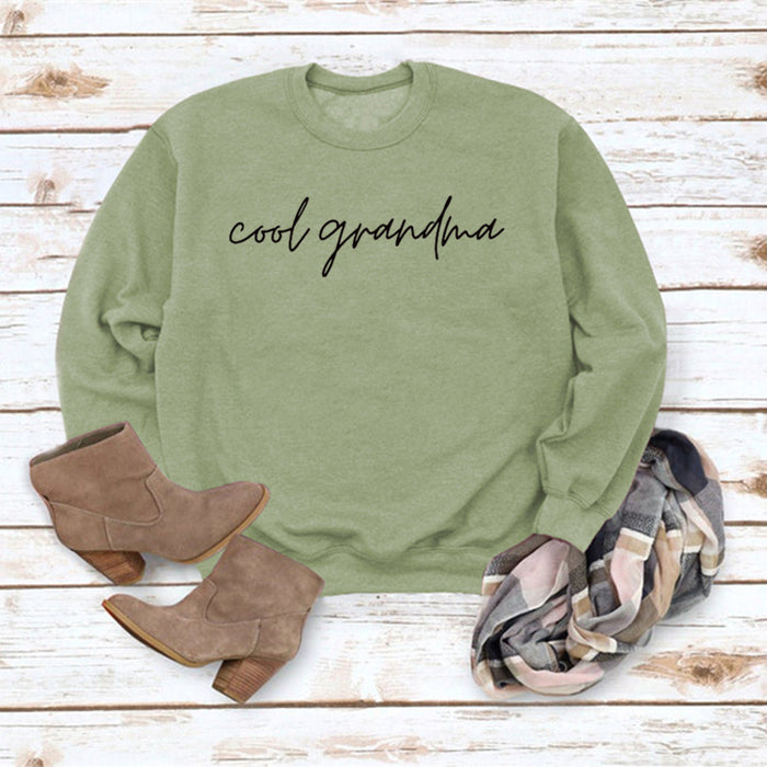 Olive green sweater (black font) / S