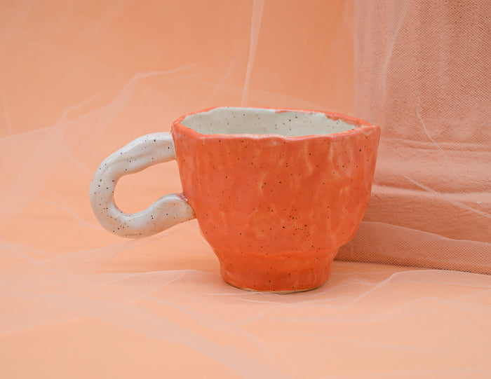 Coral Satin Hand Built Mug