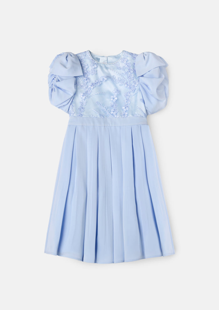Coralie Blue Embroidered Bodice Dress