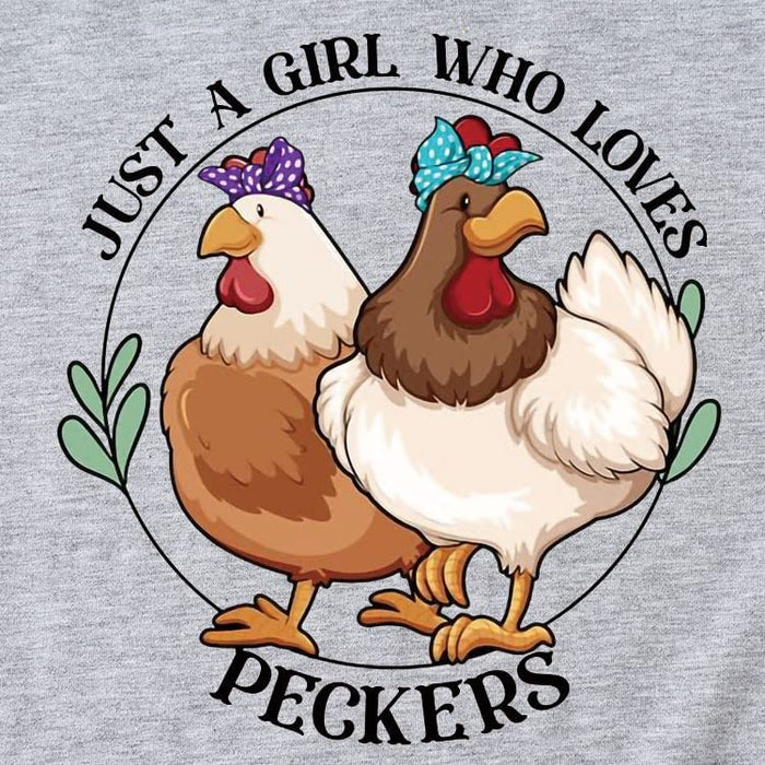 Country Girl Chicken T-Shirt Women Just A Girl Who Loves Peckers Tees Tops