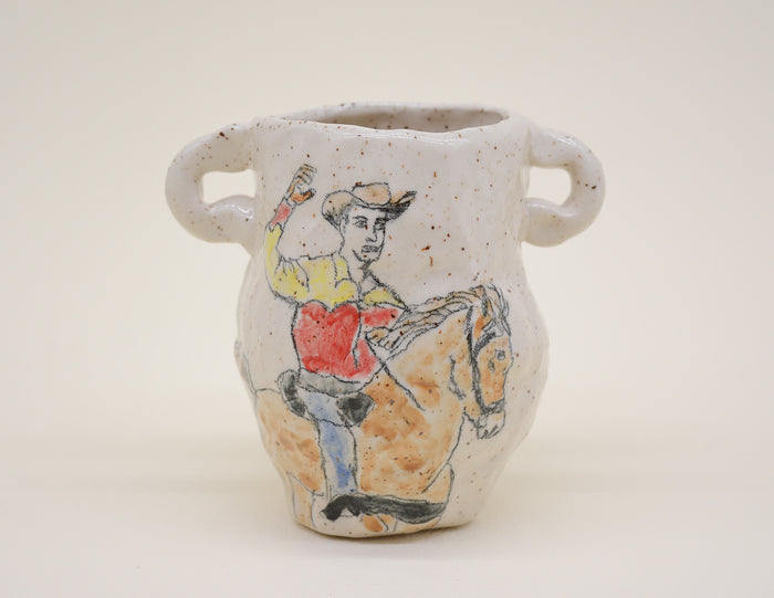 Cowboy Hand Built Vase