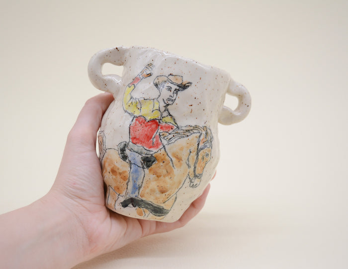 Cowboy Hand Built Vase