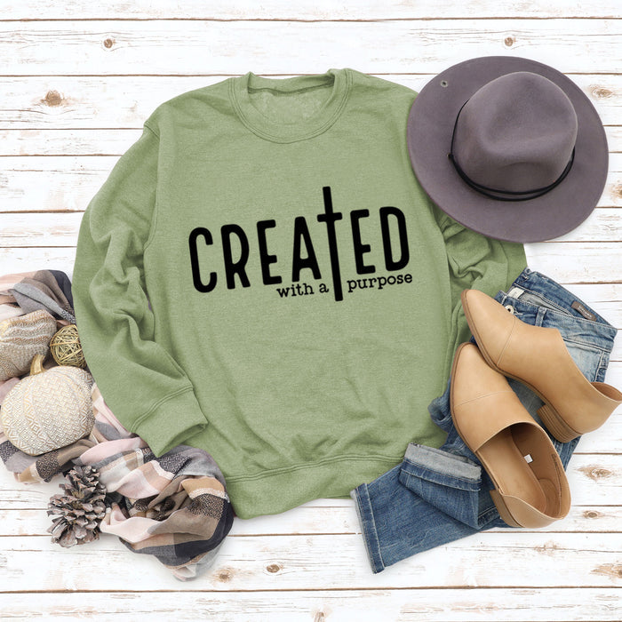 Olive green sweater (black font) / S