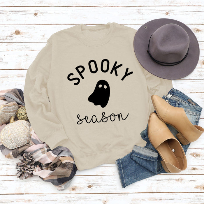 Cross-border SPOOKY SEASON Letter Loose Fall/Winter Round Neck Sweater Ladies Long Sleeve