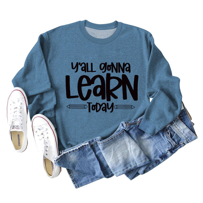 Blue sweater (black font) / S