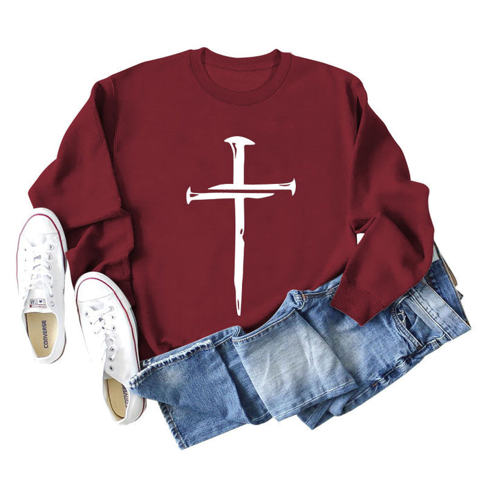 Wine red sweater (white font) / S