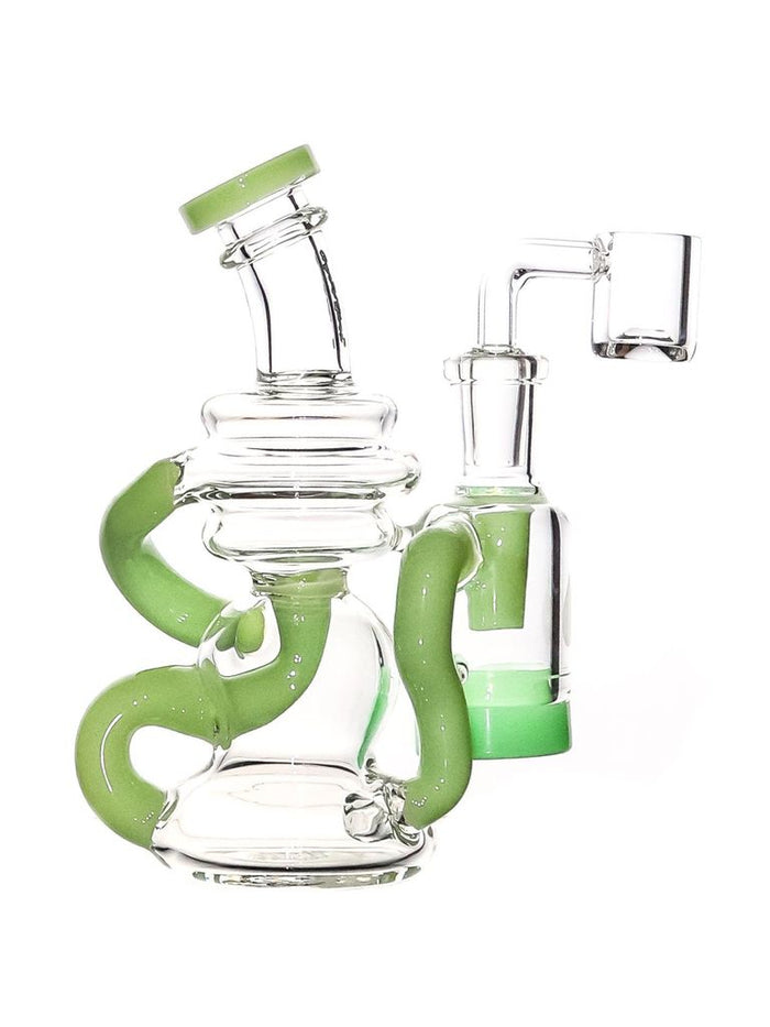Crystal Glass 6" Mini Recycler Rig - Slime Green