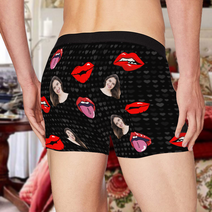 Custom Photo & Face Take These Off And Lick Me - Gifts For Him, Her Personalized Custom Men's Boxer Briefs