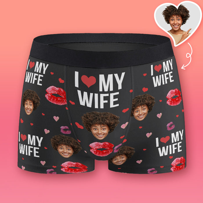 Custom Photo I Love My Wife Gifts For Husband Personalized Custom Man's Boxer Briefs
