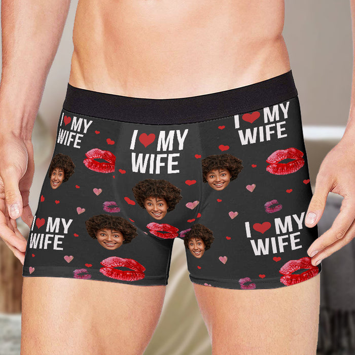 Custom Photo I Love My Wife Gifts For Husband Personalized Custom Man's Boxer Briefs