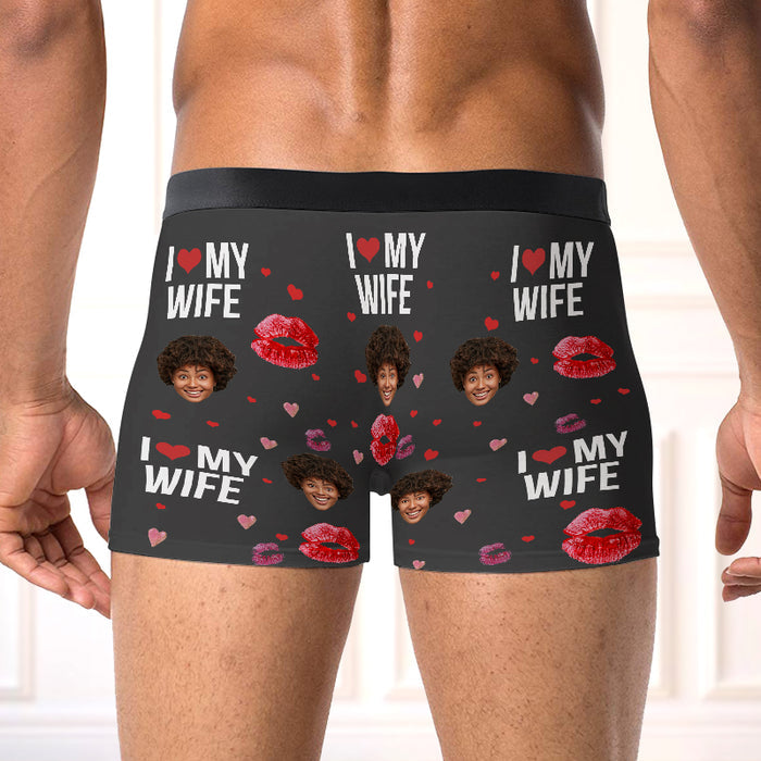 Custom Photo I Love My Wife Gifts For Husband Personalized Custom Man's Boxer Briefs