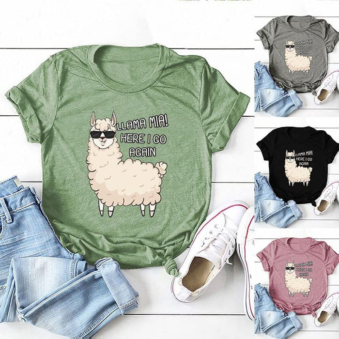 Cute Alpaca Gift Idea T-Shirt Women Llama Mia Funny Drama Llama Tees Tops