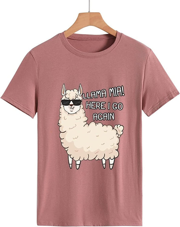 Cute Alpaca Gift Idea T-Shirt Women Llama Mia Funny Drama Llama Tees Tops