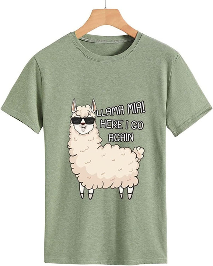 Cute Alpaca Gift Idea T-Shirt Women Llama Mia Funny Drama Llama Tees Tops