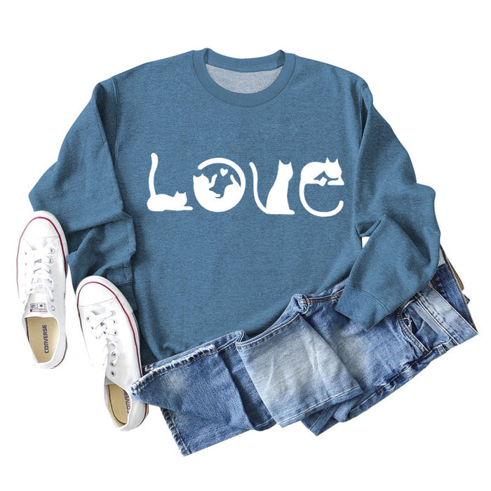 Blue sweater (white font) / S