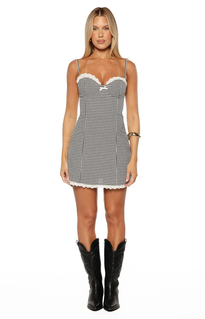 Cutie Black Gingham Mini Dress