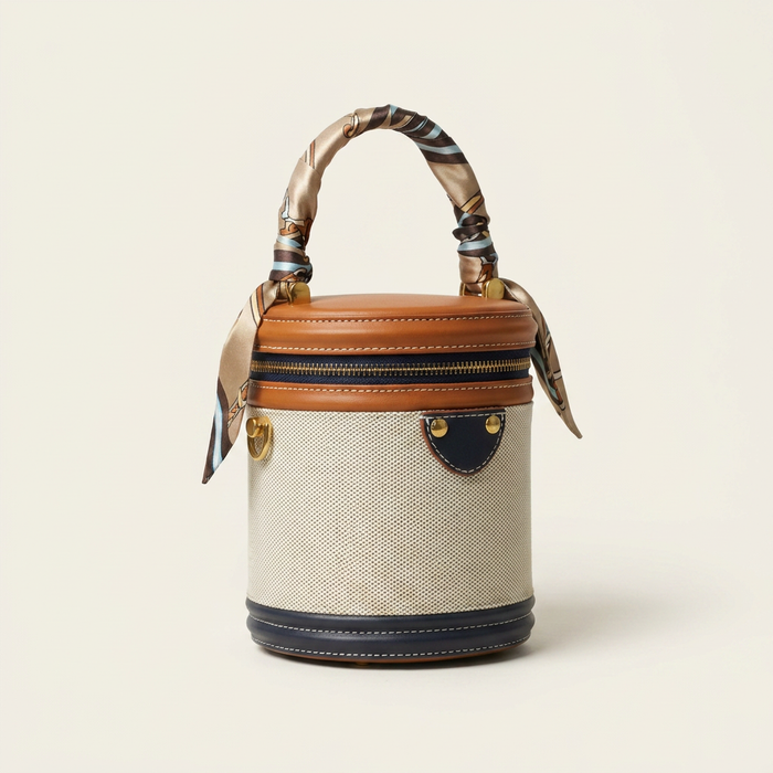 Cylindrical Crossbody Bag Canvas & Leather Trim | Canada