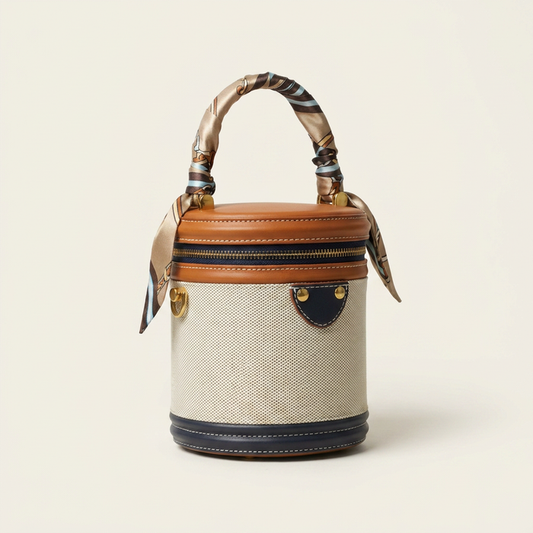 Cylindrical Crossbody Bag Canvas & Leather Trim | Canada