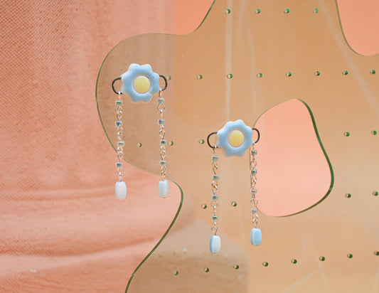 Daisy Drop Earrings - Blue