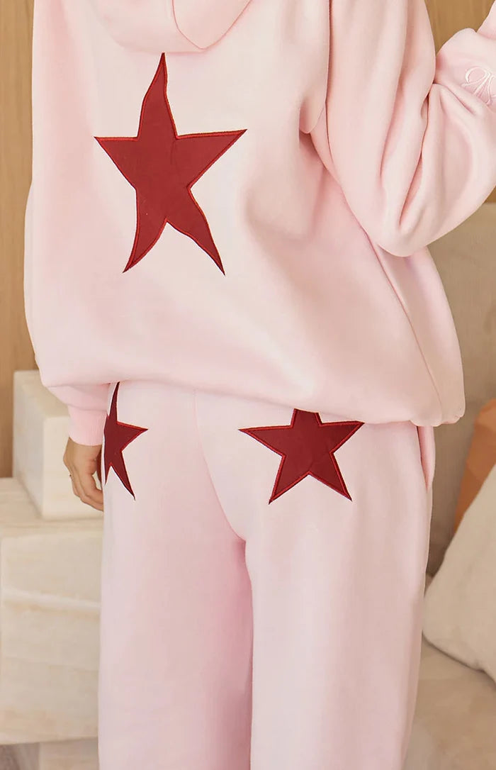 Dania Pink Burgundy Star Track Pants