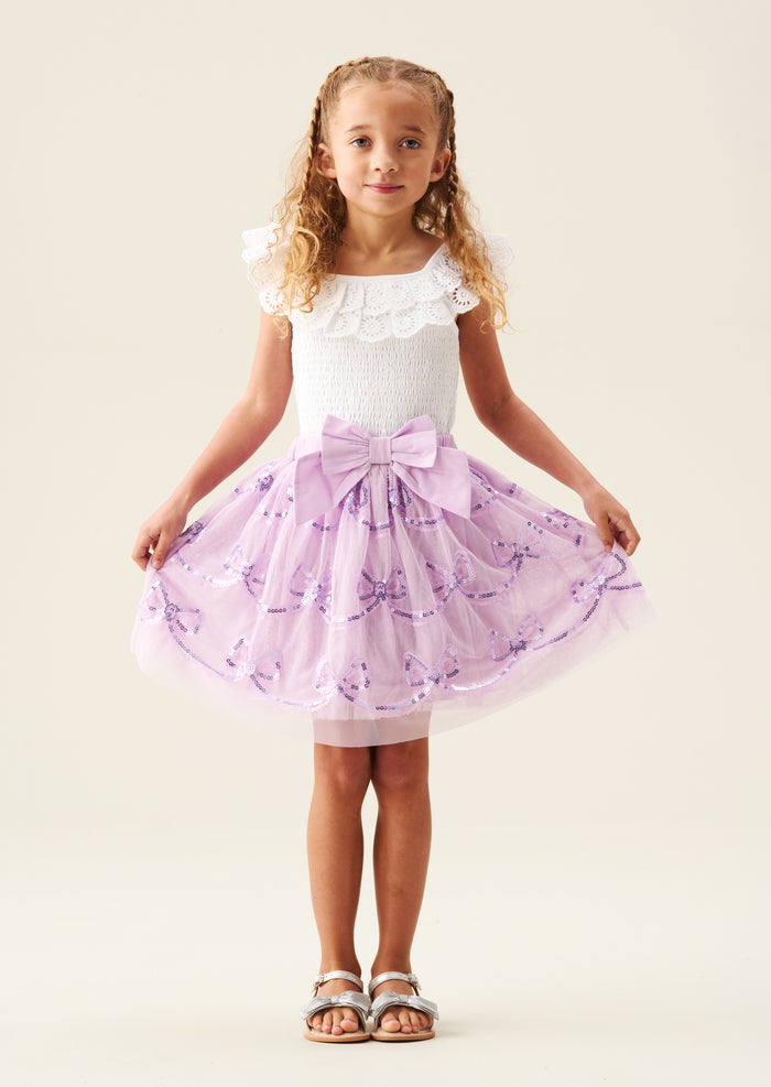 Delta Purple Bow Sequin Skirt