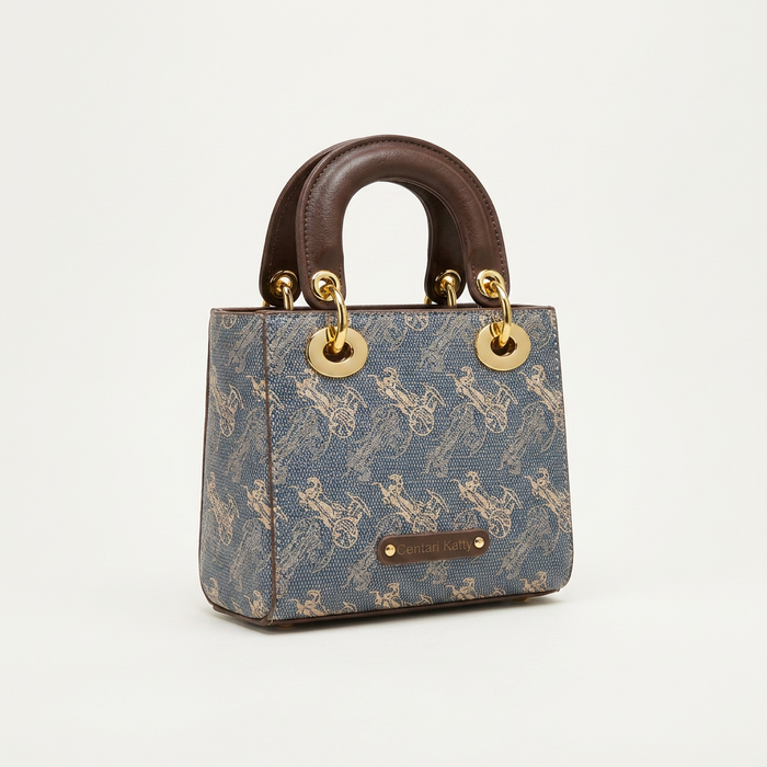 Designer Denim Carriage Pattern Mini Handbag | Canada