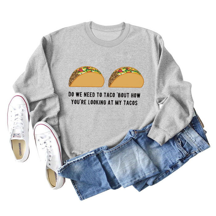 Do We Need Cornrolls? Letter Round Neck Printed Women's Long-sleeved Loose Sweater