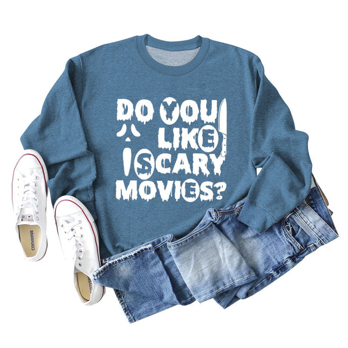 Blue sweater (white font) / S