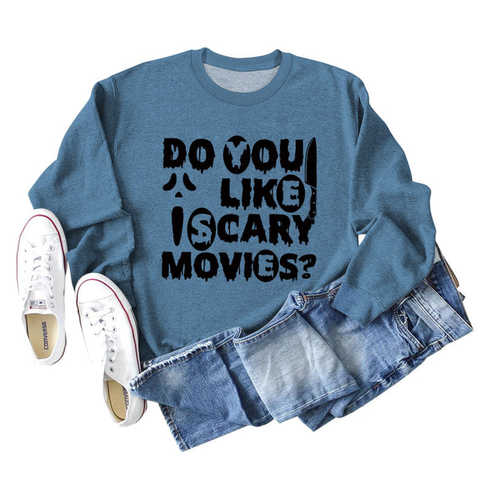 Blue sweater (black font) / S
