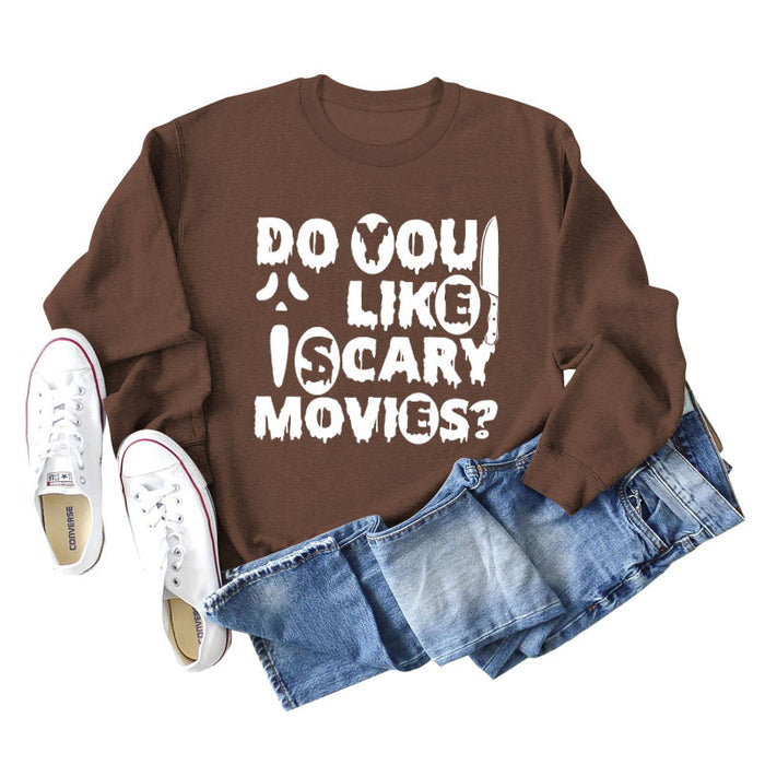 Coffee colored sweater (white font) / S