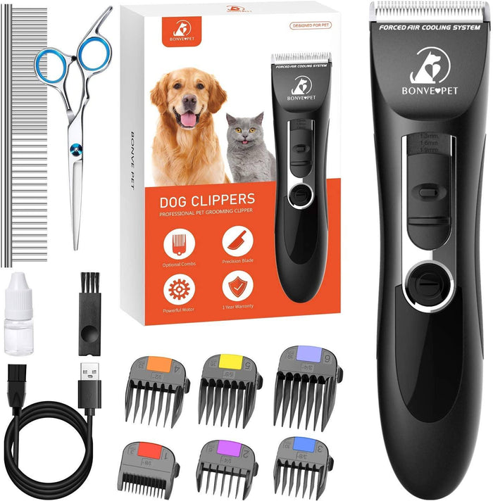 Dog & Cat Grooming Kit Noiseless Cordless Dog Grooming Clippers Dog Hair Trimmers Pet Clever