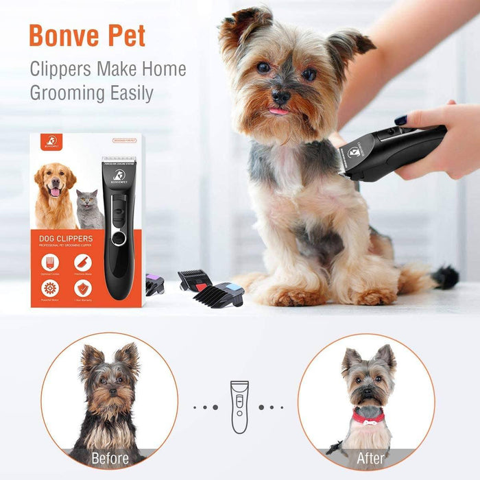 Dog & Cat Grooming Kit Noiseless Cordless Dog Grooming Clippers Dog Hair Trimmers Pet Clever
