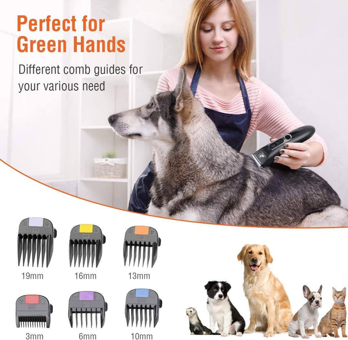 Dog & Cat Grooming Kit Noiseless Cordless Dog Grooming Clippers Dog Hair Trimmers Pet Clever