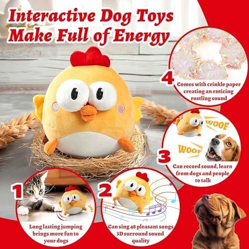 Dog Toys to Keep Them Busy Jumping Music Mode(Chick) Toys Pet Clever