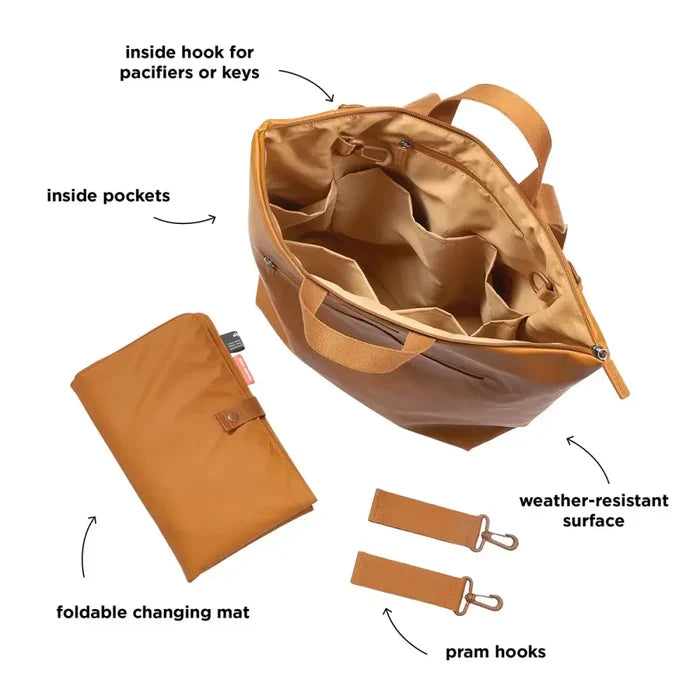 Brown deer changing backpack with accessories made from recycled polyester for Toshi Baby