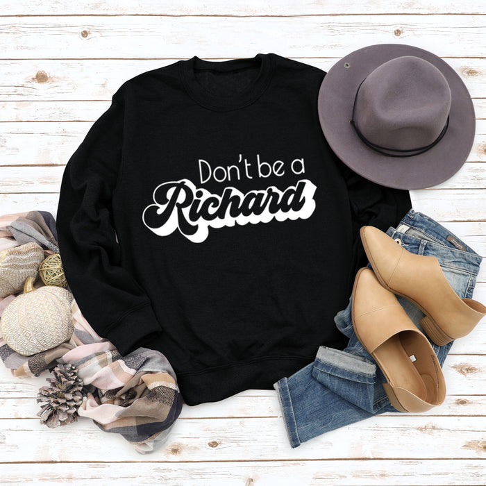 Don't Be A Richard Letter Loose Autumn and Winter Bottomed Long Sleeve Sweater