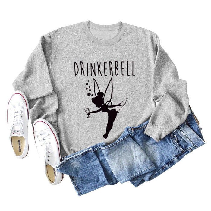 DRINKERBELL Beauty Letters Printed Long-sleeved Large Size Sweater Women